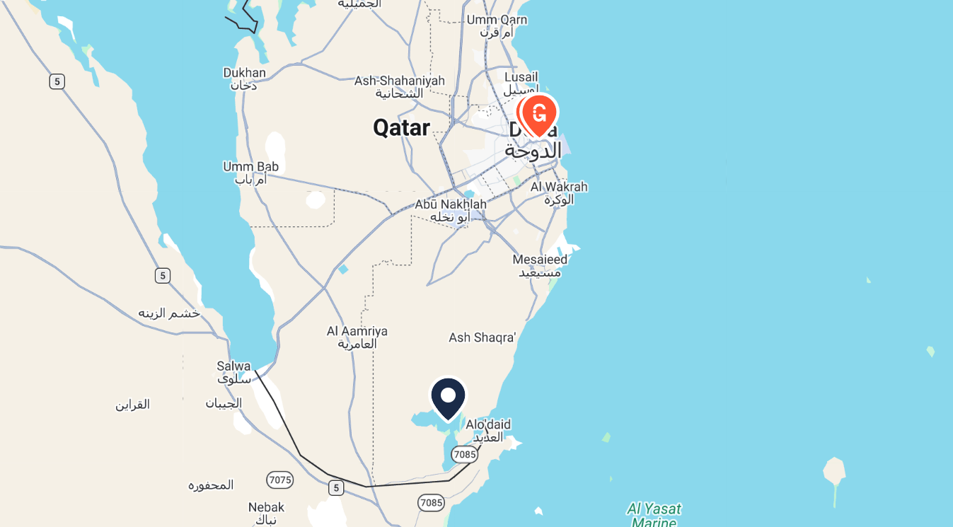 Tour route map for Half Day Desert Safari Qatar